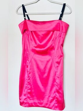 Dolce & Gabbana Vintage Hot Pink Satin Strapless Cocktail Dress